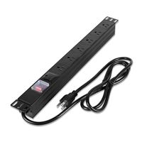 KUEEN 19" 1U Rack Mount Power Distribution Unit PDU,Rack Power Strips,6 outlets,6ft Cord,1U/15A/125V,Aluminum Alloy with switches