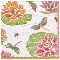 Caspari Jeweled Pond Paper Dinner Napkins in Ivory, 20 Per Package