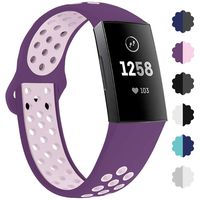 Lintelek Compatible with Fitbit Charge 3 Bands, Canvas Woven Fabric Band, Soft TPU Adjustable Replacement Wristbands, Silicone Straps Sports Accessories