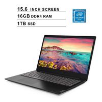 Lenovo Newest Ideapad S145 15.6-Inch Laptop, Intel Celeron Dual Core 4205U 1.8GHz, Intel UHD Graphics 610, 16GB DDR4 RAM, 1TB SSD, USB, HDMI, WiFi, Bluetooth, Win10 Home, Black
