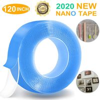 120 Inch Upgraded Double Sided Mounting Grip Tape, Heavy Duty Nano Tech Transparent Tapes for Outdoor and Indoor, Washable and Reusable Adhesive Two Side Tape by NABILIBI