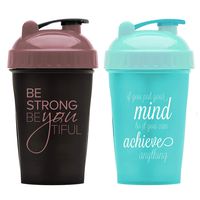 Motivational Quotes on Performa Perfect Shaker Bottle, 20 Ounce Classic Protein Shaker Bottle, Actionrod Mixing, Dishwasher Safe, Leak Proof (Two Pack - BeYoutiful Black/Rose & Achieve Teal/Mint)