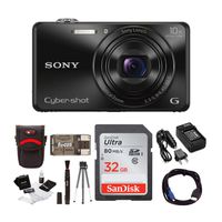 Sony Cyber-Shot DSC-WX220 18.2 MP Digital Camera with 2.7-Inch LCD (Black) with Sony 32GB and Accessory Bundle