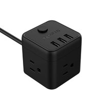 Cube Cruise Power Strip 3 Outlet 3 USB Ports, TESSAN Desktop Charging Station with Switch Control 5 Ft Extension Cord for Travel, Dorm Room - Black
