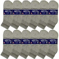 USBingoshop 12 Pairs Mens Physicians Approved Crew Diabetic Socks Cotton 10-13 (12 Pairs DA-Gray)