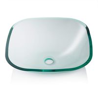 Miligore Modern Glass Vessel Sink - Above Counter Bathroom Vanity Basin Bowl - Square Clear