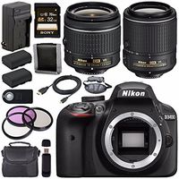 Nikon D3400 DSLR Camera AF-P 18-55mm VR Lens (Black) + Nikon 55-200mm f/4-5.6G ED VR II Lens + EN-EL14 Replacement Lithium Ion Battery + External Rapid Charger + Carrying Case Bundle