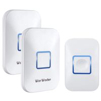 WorWoder Wireless Doorbell, IP55 Waterproof Doorbell Chime Operating at 300m/1000ft Range, 60 Chimes, 5-Level Volume & LED Indicator for Home Office Shops (White)