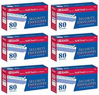 BAZIC No.6-3/4 Peel and Seal Security Envelope, White, 6 Pack of 80 Per Pack (573-24P)