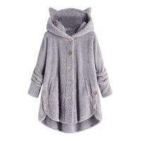 Solid Sweatshirt Coat Outerwear Women Plus Size Button Plush Fuzzy Tops Hooded Loose Wool Cardigan Winter Warm Jacket...