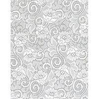 Hampshire Paper 24-Inch-Wide Krystalphane Decorated Cellophane, 1 Roll 100 Feet Long - White Victorian Lace Design