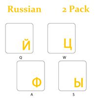 2PCS Pack Transparent Russian Keyboard Stickers,Russian  Keyboard Replacement Sticker with Transparent Background and Orange Lettering for Computer Notebook Laptop Desktop Keyboards