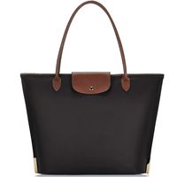 Sunny Snowy Laptop Tote Bag,15 Inch Water Resistant Nylon Laptop Bag for Women Lightweight Tote Bag with Durable Handle,black