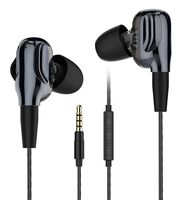 in Ear Earbuds with Mic,Noise Cancelling Headphones,Bass Dual Driver Earphones Volume Control Headsets Compatible for iOS,Android,Laptop with 3.5mm Jack (D5C, Black)