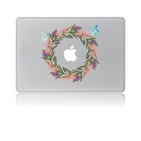 Flower Garland Butterfly Wreath Butterfly Color Removable Vinyl Laptop MacBook Sticker Decal for Apple Notebook MacBook Air Pro Retina 13 Inch