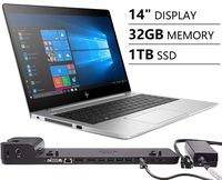 HP Elitebook 840 G5 14" Full HD FHD Business Laptop with Docking Station (Intel Quad-Core i7-8550U, 32GB DDR4, 1TB PCIe NVMe M.2 SSD), Fingerprint, Backlit, Thunderbolt, Windows 10 Pro 64-bit