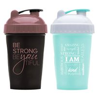 Motivational Quotes on Performa Perfect Shaker Bottle, 20 Ounce Classic Protein Shaker Bottle, Dishwasher Safe, Leak Proof, Perfect Gym Fitness Gift (Two Pack - I Am Mint & BeYoutiful Black/Rose)