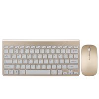 KuWFi Portable Mini Ultra Thin 2.4GHz Wireless Keyboard and Mouse Combo Kit for Desktop Laptop Home&Office Use (Gold)