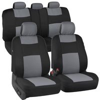 BDK OS-309-GR_kam PolyPro Black Covers with Gray Accents, Set - Easy to Install Front and Rear Bench Seat Protectors with Full Coverage for Car Truck Van and SUV