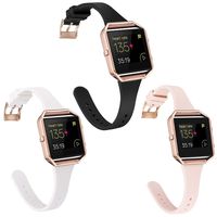 Amcute Compatibe for Fitbit Blaze Band Slim Narrow Thin Silicone Replacement Wristband with Metal Frame for Fitbit Blaze Bands Women Men Small Large (3BlackWHPINK, Large)