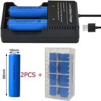 1pcs Battery Charger USB + 2pcs TR 1865O (66mmx18mm 3000mAh) for Flashight Headlmap Power Tools