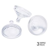 Boon, NURSH Silicone Replacement Nipple, Air-Free Feeding, Stage 1 Slow Flow, Birth and up (Pack of 3)