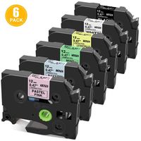 Airmall 6 Color White/Black/Pastel Pink/Blue/Mint Green/Lemon Yellow 12mm Compatible Embellish TZe Label Tape , 1/2 Inch for TZe-231 335 MQG31 MQ531 MQE31 MQY31 for P-Touch PT-H110, PT-D210 PTD400