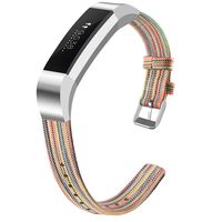 OenFoto Bands Compatible Fitbit Alta HR/Fitbit Alta/Ace, Adjustable Nylon Wristband Replacement Watch Band Strap Accessory Bracelet for Fitbit Alta HR/Fitbit Alta Smart Watch, Rainbow Pattern Small
