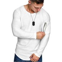 ANJUNIE Men's Simple Solid Color Muscle T Shirt, Pocket Fake Two-Piece Top Blouse Pullover Sweatshirt(1-White,M)