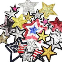 Libiline 20pcs Random Assorted Stars Kid Embroidered Patch Sew On/Iron On Patch Applique Clothes Dress Plant Hat Jeans Sewing Flowers Applique DIY Accessory (Assorted-Stars)