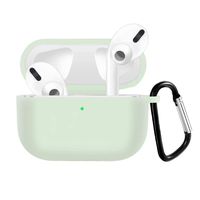 QIENGO Compatible for Airpods Pro Silicone Case Cover with Keychain, Scratchproof & Shockproof Protective Cover Compatible for Airpod Pro/Airpods 3, Front LED Visible (Clear Green)