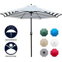 Sunnyglade 9' Patio Umbrella Outdoor Table Umbrella with 8 Sturdy Ribs (Blue and White)