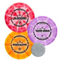 Dynamic Discs Three Disc Prime Burst Disc Golf Starter Set | Escape Fairway Driver | Truth Midrange Disc | Judge Disc Golf Putter | Colors Will Vary