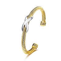 UNY Bracelet Designer Brand Inspired Antique Women Jewelry Cross Cable Wire Bangle Christmas Day Gifts (Single 2 Tone)