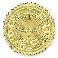 Deluxe Outstanding Performance Gold Foil Certificate Seals, 102 Count