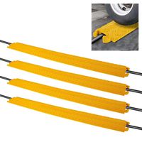 Pyle Durable Cable Protective Ramp Cover, Cable Raceways, Supports 11000lbs Single Channel Heavy Duty Hose and Cord Track Floor Protection, 39.4 x 5.11 x 0.78 Inch Cable Concealer (Set of 4)