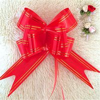 JISHUQICHEFUWU 10pcs Beauty Organza Ribbon Pull Bows Wedding Car Decoration Gift Wrap Floristry,Butterfly red Gold Side Section