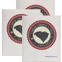SWEDEdishcloths Swedish Dishcloth Set of 3 Each Swedish Dishcloth Badge Design - South Carolina | Eco Friendly Cleaning Absorbent Cloth Eco Friendly Cleaning Wipes
