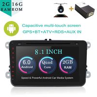 2G 16G with Camera and Microphone Android 6.0 Quad Core WiFi Model car DVD Player GPS 2 Din 8 Inch for Volkswagen VW Skoda Polo Passat B6 CC TIGUAN Golf 5 Fabia Support Mirror Link/OBD2/Subwoofer