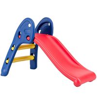 HONEY JOY Folding Slide, Indoor First Slide Plastic Play Slide Climber for Kids (Round Rail)
