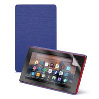 Fire HD 8 Tablet (8" HD Display, 32 GB) - Red + Amazon Fire HD 8 Tablet Case, Cobalt Purple + NuPro Clear Screen Protector (2-Pack)