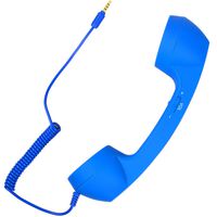 Retro Handset Old School Style Adjustable Tone Phone Telephone Receiver Microphone Earphone 3.5mm Socket for iOS Android Smartphones Mobile Cell Phones (Blue)