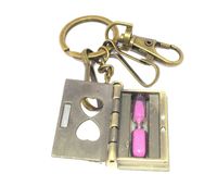 Tugend-Ära Latest Collecton Sand Timer Jar Book Shape Forever Love Steel Keychain Key Chain Ring