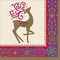 Party Vision 5 in. x 5 in. Christmas Whimsical Winter Deer Beverage Napkins (36-Count)