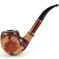 ANCHOR Handcarved pear tobacco smoking pipe (for 9mm filter) | pipes -7.1'' (18cm)
