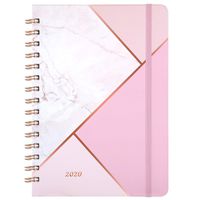 Planner 2020 - Weekly & Monthly Planner with Tabs, 6.3" x 8.4", Hardcover with Back Pocket + Thick Paper + Banded, Twin-Wire Binding - Pink Marble