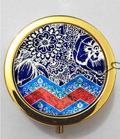 BlackKey Boho Drawing 3-Compartment Decorative Pocket Gift Box Case Organizer for Pill, Color 2 -1056