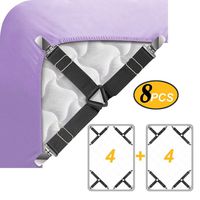 Ultrashang Sheet Straps Clip Triangle: 2-Set Elastic Fitted Bedding Sheet Fasteners Holder Suspenders for Bed Band Crib Mattress Pad Corner Gripper Bedsheet Keeper