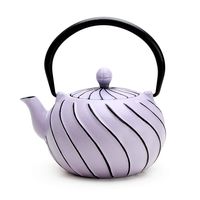 Tea Kettle, TOPTIER Japanese Cast Iron Teapot with Infuser, Stovetop Safe Cast Iron Tea Kettle, Wave Design Cast Iron Teakettle Coated with Enameled Interior for 30 oz (900 ml), Purple