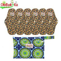 OHBABYKA Bamboo Reusable Sanitary Napkins Pads 6 Pcs, A Wet/Dry Bag (M)